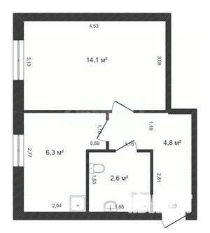 1-к квартира, вторичка, 28м2, 1/3 этаж