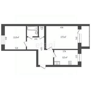 2-к квартира, вторичка, 53м2, 5/5 этаж