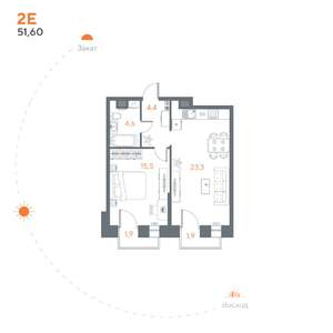 1-к квартира, вторичка, 52м2, 6/8 этаж