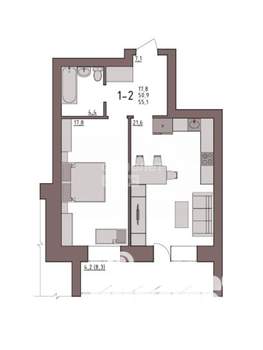1-к квартира, сданный дом, 55м2, 7/10 этаж