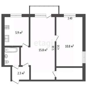 2-к квартира, вторичка, 42м2, 3/5 этаж