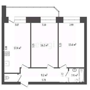 2-к квартира, вторичка, 63м2, 9/9 этаж