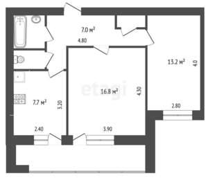 2-к квартира, вторичка, 49м2, 3/9 этаж