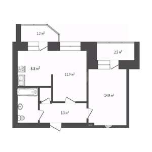 1-к квартира, вторичка, 52м2, 7/11 этаж
