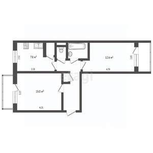 2-к квартира, вторичка, 48м2, 5/5 этаж