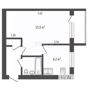 1-к квартира, вторичка, 30м2, 5/5 этаж