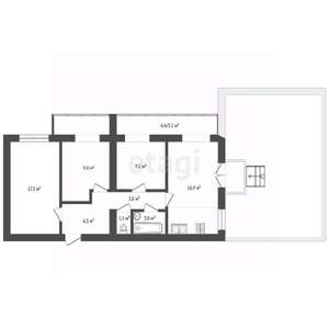 3-к квартира, вторичка, 68м2, 12/12 этаж