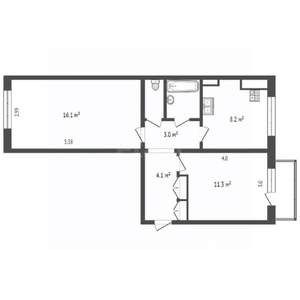 2-к квартира, вторичка, 47м2, 5/5 этаж