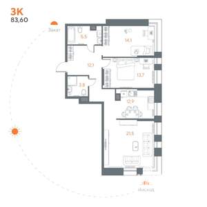 3-к квартира, вторичка, 84м2, 1/8 этаж