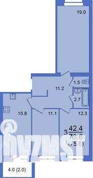 4-к квартира, строящийся дом, 76м2, 1/10 этаж
