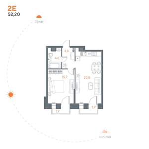 1-к квартира, вторичка, 52м2, 7/8 этаж