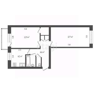 2-к квартира, вторичка, 49м2, 2/5 этаж