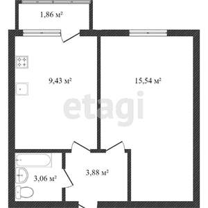 1-к квартира, вторичка, 31м2, 9/12 этаж
