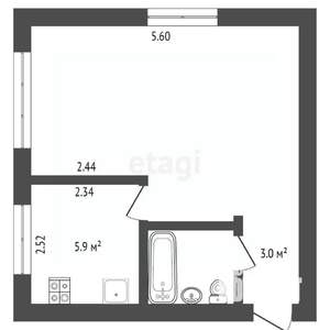 1-к квартира, вторичка, 31м2, 4/5 этаж