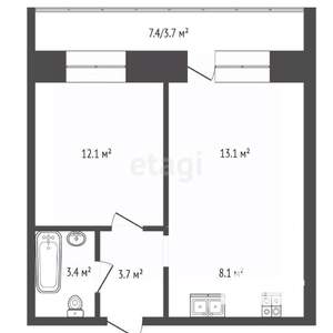 1-к квартира, вторичка, 44м2, 2/5 этаж