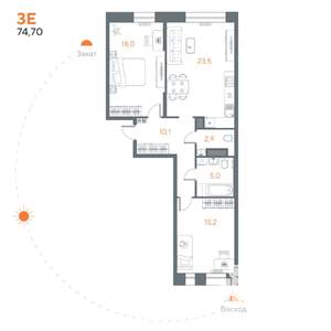 2-к квартира, вторичка, 75м2, 3/8 этаж