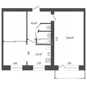 2-к квартира, вторичка, 44м2, 3/5 этаж