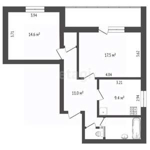 2-к квартира, вторичка, 60м2, 3/5 этаж