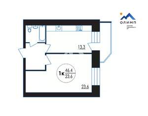1-к квартира, вторичка, 46м2, 4/10 этаж
