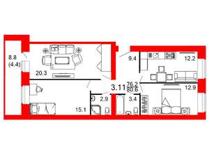 3-к квартира, вторичка, 81м2, 1/10 этаж