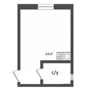 Студия квартира, вторичка, 19м2, 1/5 этаж