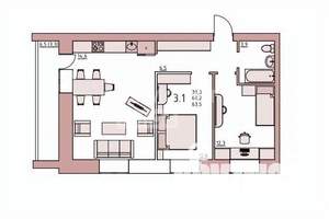 2-к квартира, вторичка, 64м2, 4/5 этаж