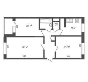 3-к квартира, вторичка, 65м2, 1/5 этаж