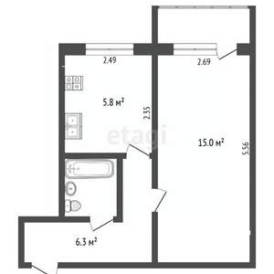 1-к квартира, вторичка, 30м2, 5/5 этаж