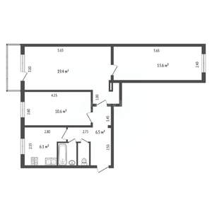 3-к квартира, вторичка, 56м2, 5/5 этаж