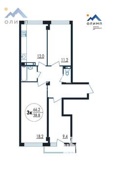 3-к квартира, вторичка, 66м2, 8/10 этаж