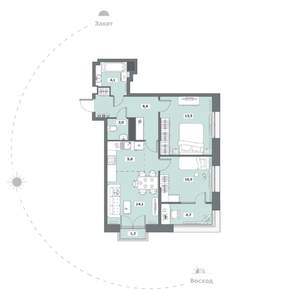 2-к квартира, вторичка, 64м2, 13/15 этаж