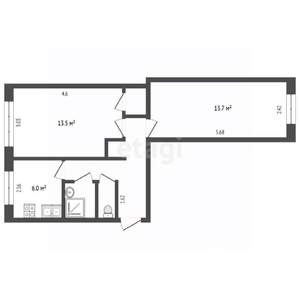 2-к квартира, вторичка, 45м2, 1/5 этаж