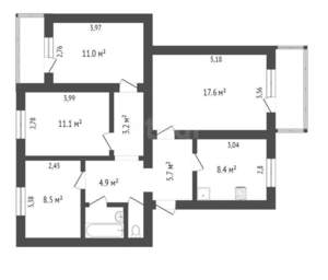 4-к квартира, вторичка, 74м2, 1/5 этаж