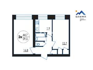 2-к квартира, вторичка, 45м2, 1/5 этаж