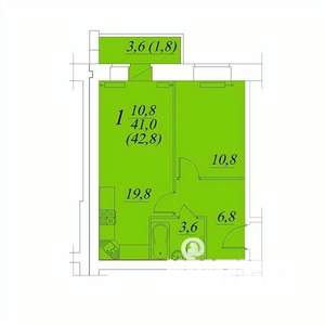 1-к квартира, строящийся дом, 43м2, 1/10 этаж