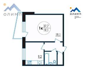 1-к квартира, вторичка, 38м2, 1/9 этаж
