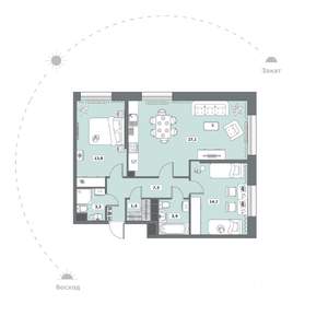 2-к квартира, сданный дом, 71м2, 2/9 этаж