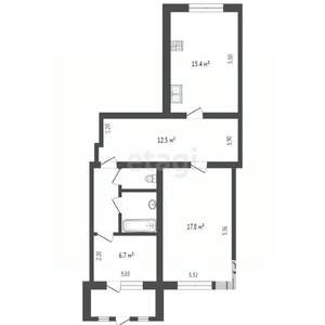 1-к квартира, вторичка, 60м2, 1/5 этаж