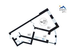 1-к квартира, вторичка, 60м2, 4/8 этаж