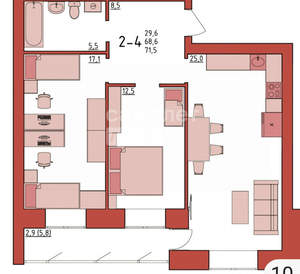 3-к квартира, вторичка, 72м2, 2/10 этаж