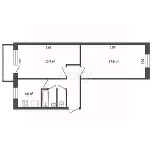 2-к квартира, вторичка, 44м2, 3/5 этаж
