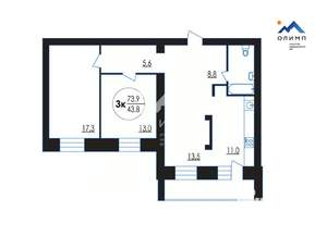 3-к квартира, вторичка, 74м2, 4/10 этаж
