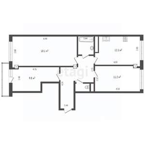 3-к квартира, вторичка, 66м2, 8/10 этаж