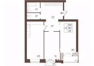 2-к квартира, строящийся дом, 78м2, 3/3 этаж