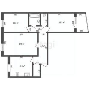 3-к квартира, вторичка, 63м2, 3/9 этаж