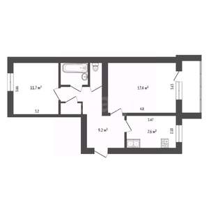 2-к квартира, вторичка, 51м2, 5/5 этаж