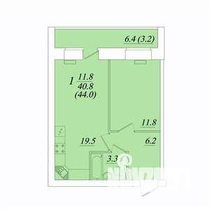 1-к квартира, строящийся дом, 44м2, 1/10 этаж