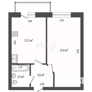 1-к квартира, вторичка, 36м2, 1/9 этаж