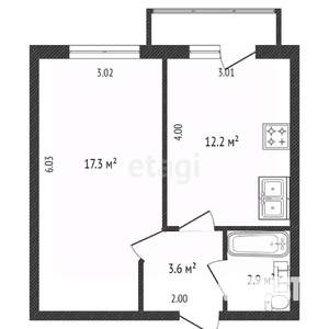1-к квартира, вторичка, 36м2, 5/9 этаж