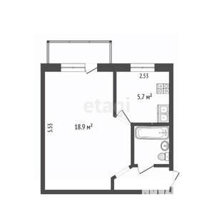 1-к квартира, вторичка, 33м2, 2/5 этаж